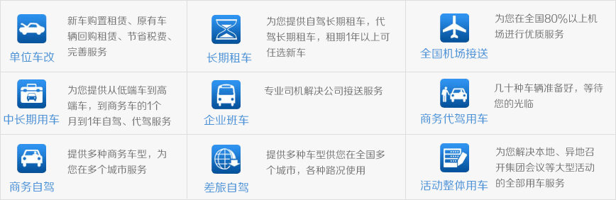 成都租車業務介紹